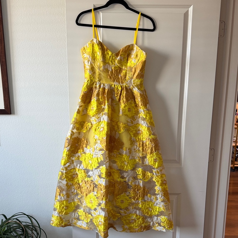 Showpo Yellow Floral Midi Dress